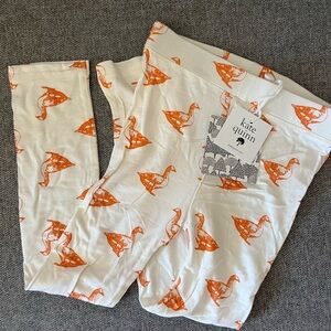 Kate Quinn White and Orange Goose Leggings